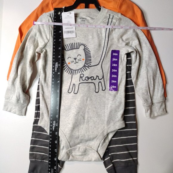 Carter's Baby boy 3-Piece set, size 24 months, Orange and grey - Picture 4 of 9